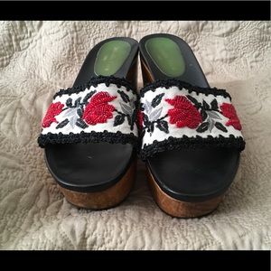 Isabella Fiore beaded, platform sandals.